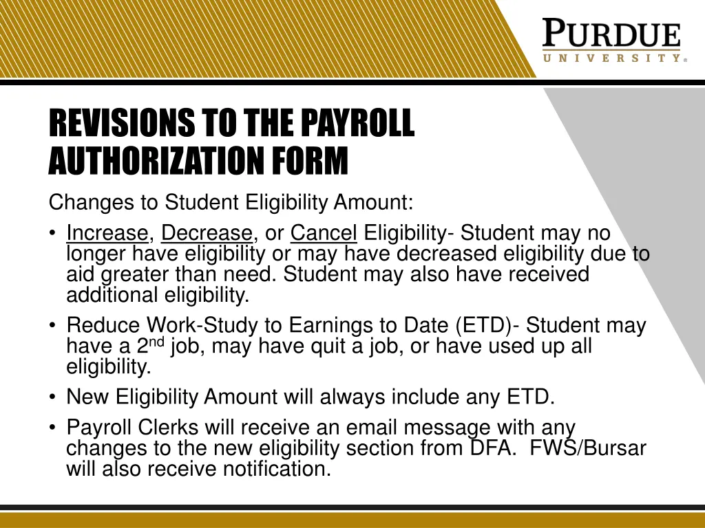 revisions to the payroll authorization form