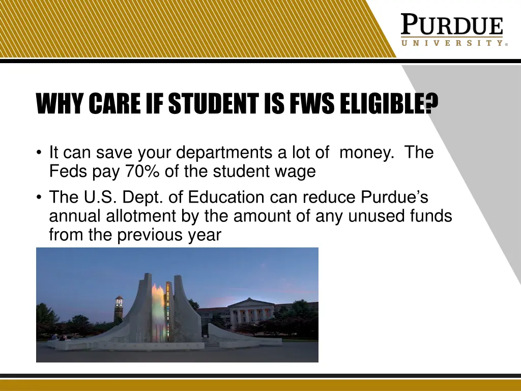 why care if student is fws eligible