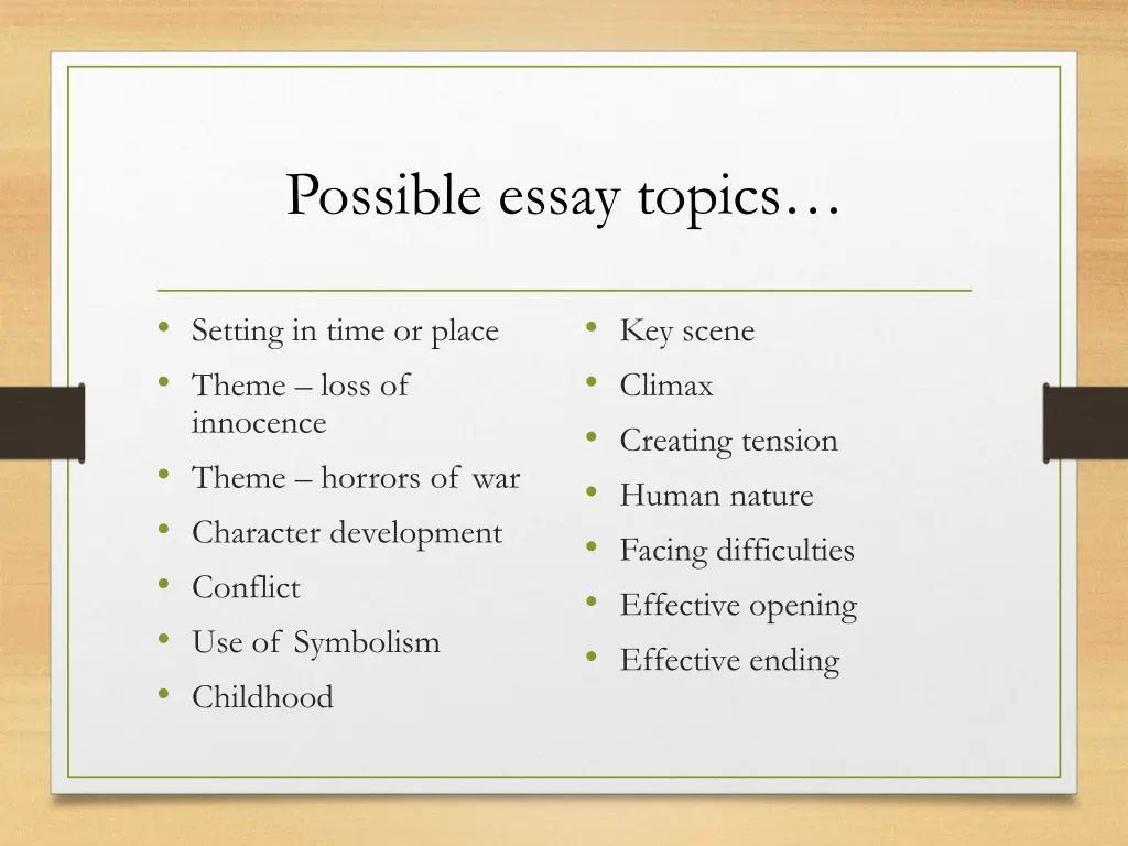 possible essay topics