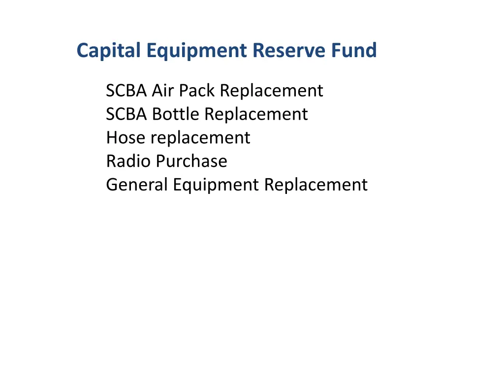 capital equipment reserve fund