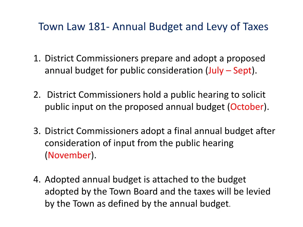 town law 181 annual budget and levy of taxes