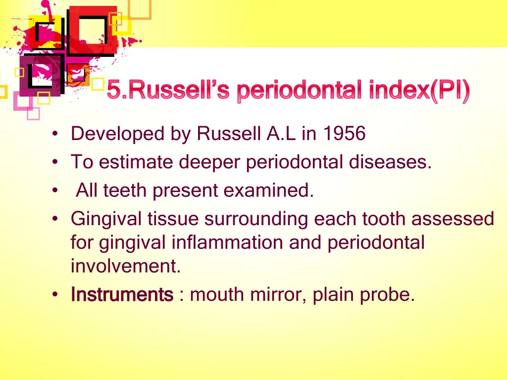 5 russell s periodontal index pi 5 russell