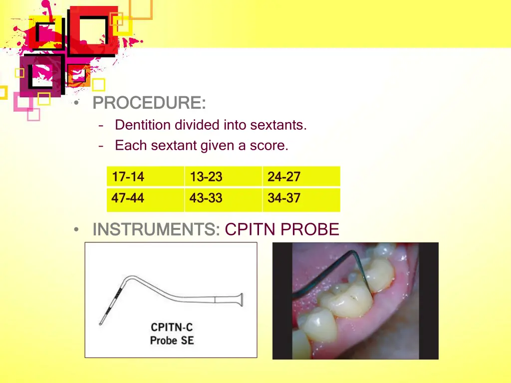 procedure procedure dentition divided into