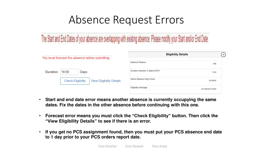 absence request errors