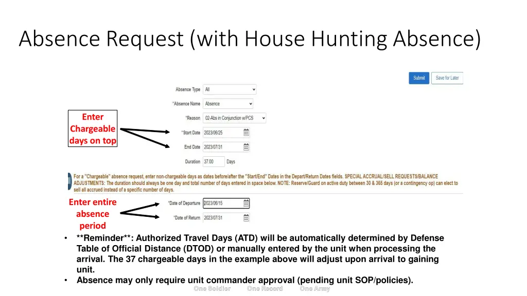 absence request with house hunting absence