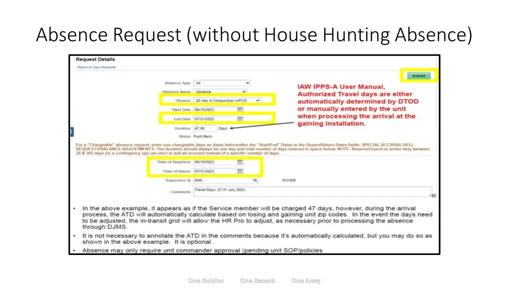 absence request without house hunting absence