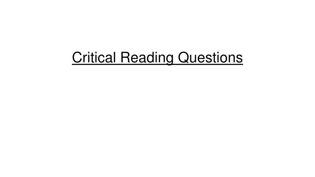 critical reading questions