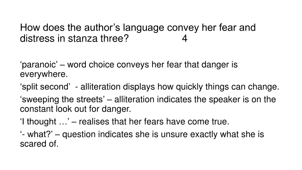 how does the author s language convey her fear