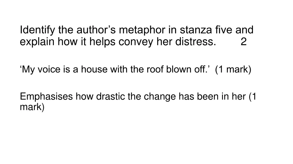 identify the author s metaphor in stanza five