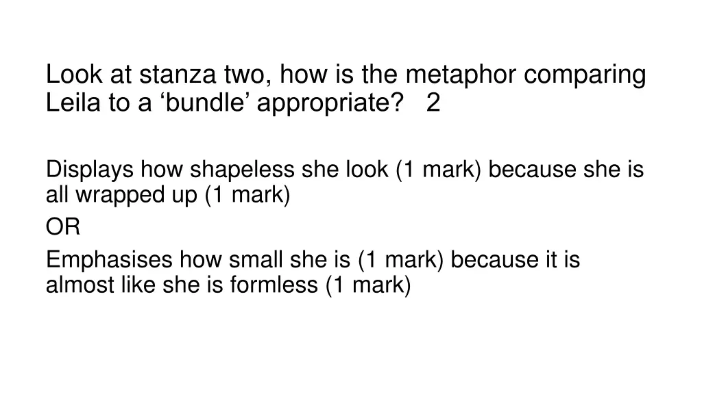 look at stanza two how is the metaphor comparing