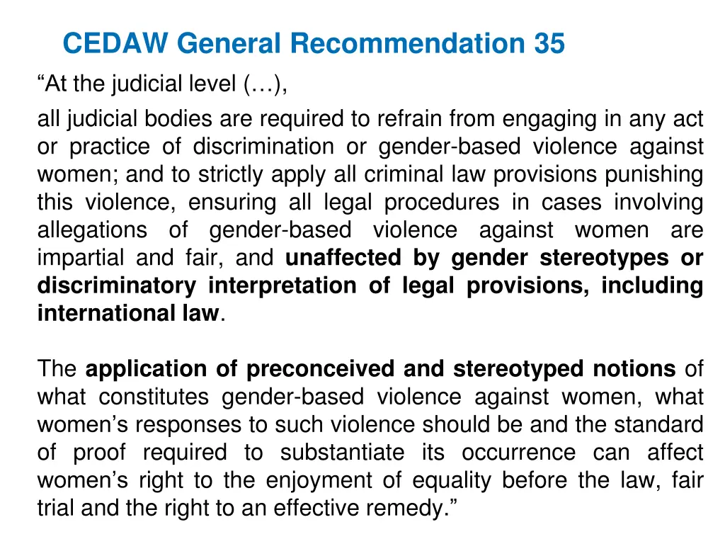 cedaw general recommendation 35 at the judicial