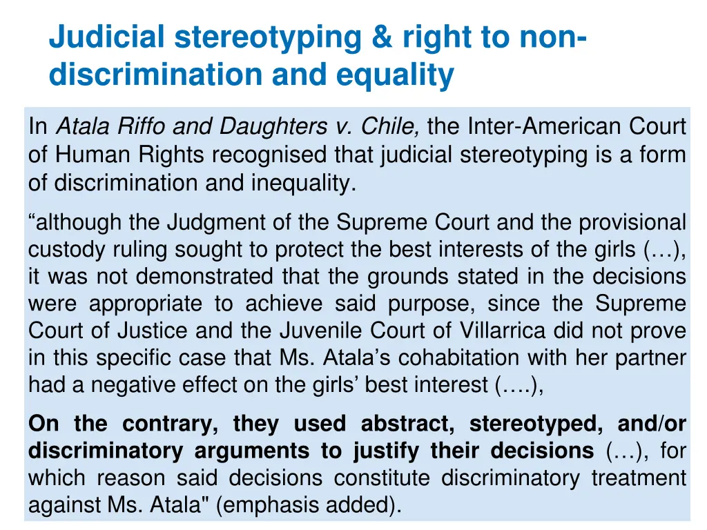 judicial stereotyping right to non discrimination