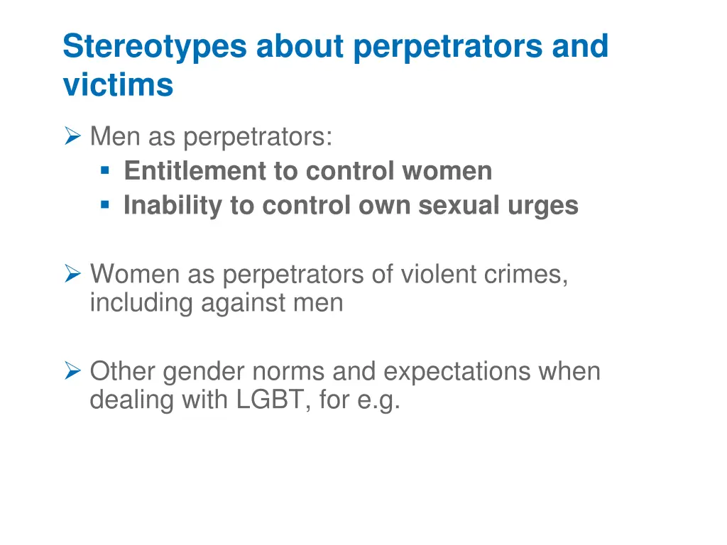 stereotypes about perpetrators and victims