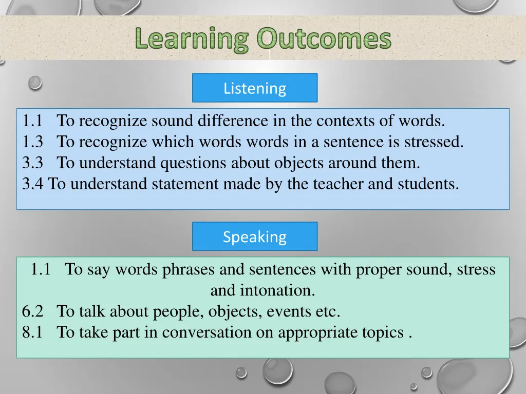 learning outcomes