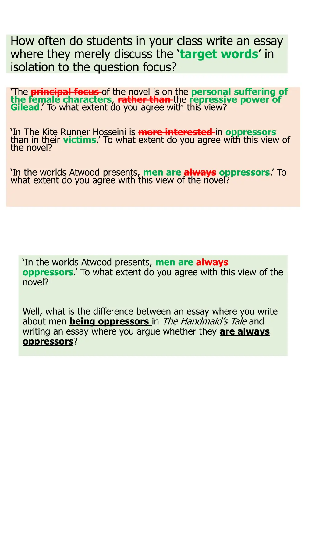 how often do students in your class write