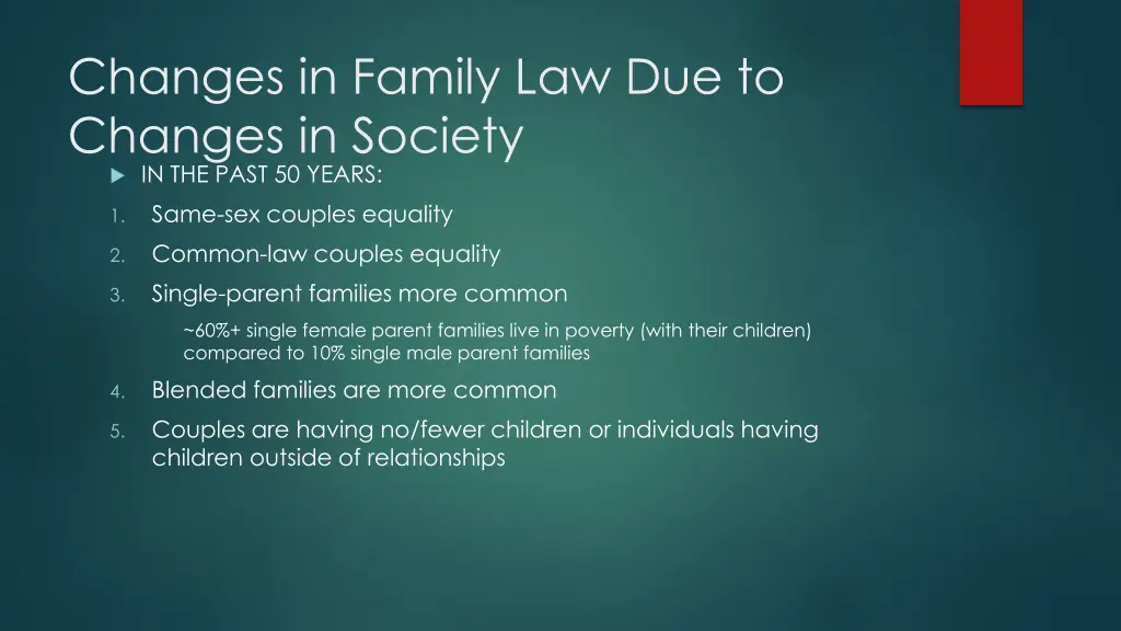 changes in family law due to changes in society