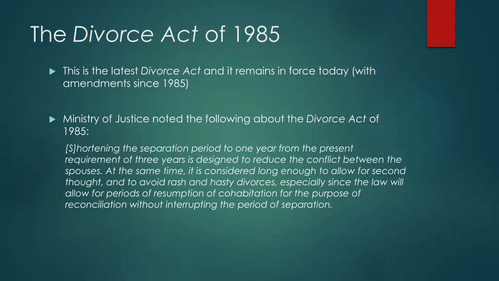 the divorce act of 1985