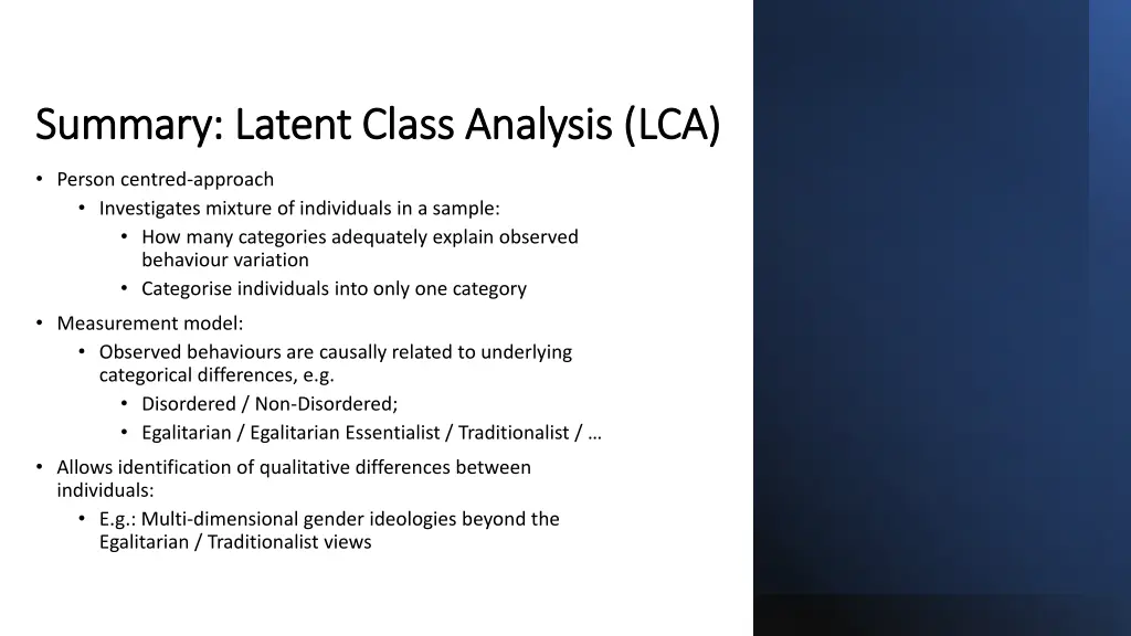 summary latent class analysis summary latent