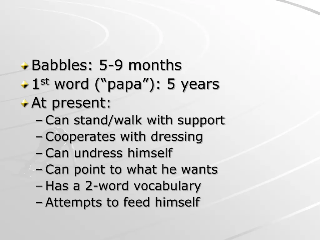 babbles 5 9 months 1 st word papa 5 years