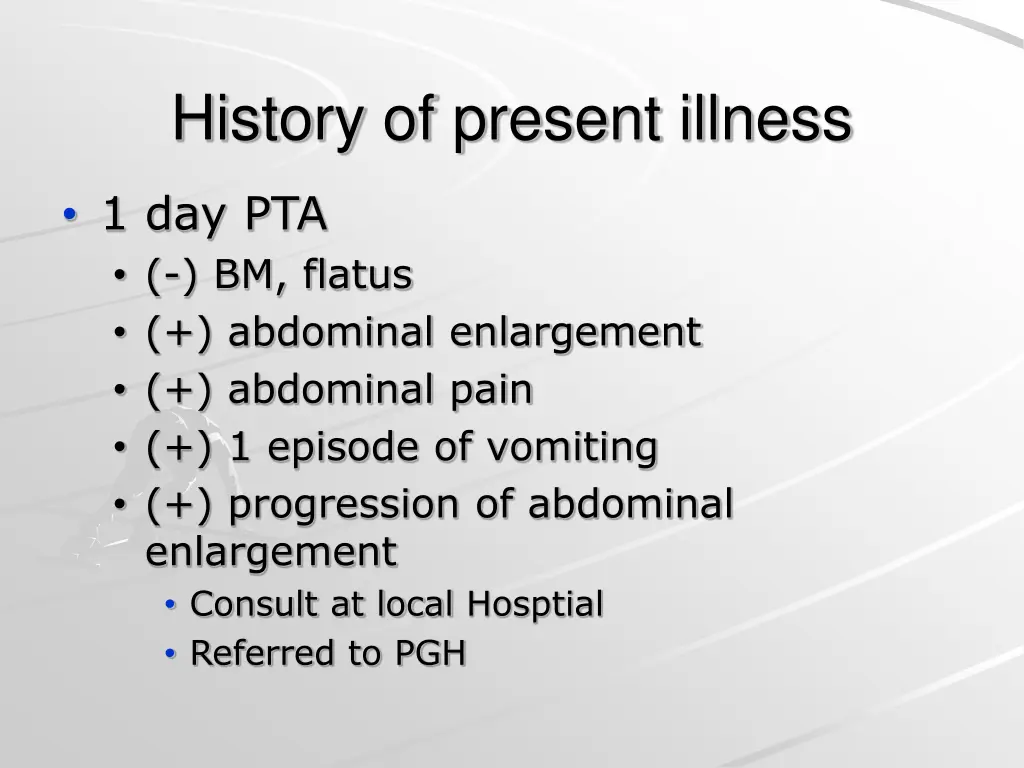 history of present illness 1