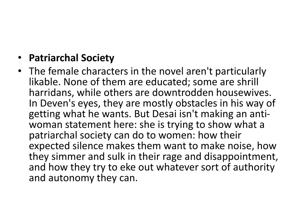 patriarchal society the female characters