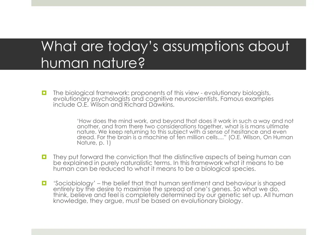 what are today s assumptions about human nature