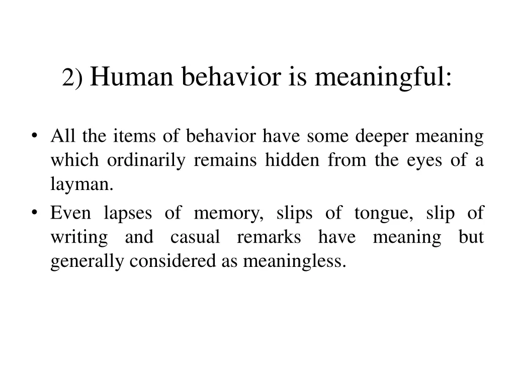 2 human behavior is meaningful