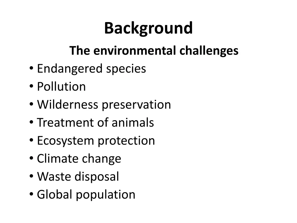 background the environmental challenges