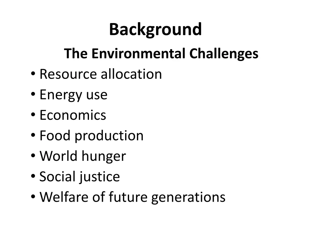 background the environmental challenges resource