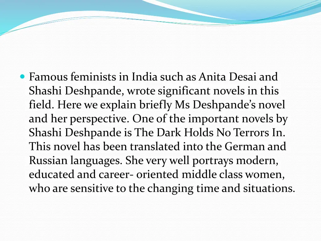 famous feminists in india such as anita desai