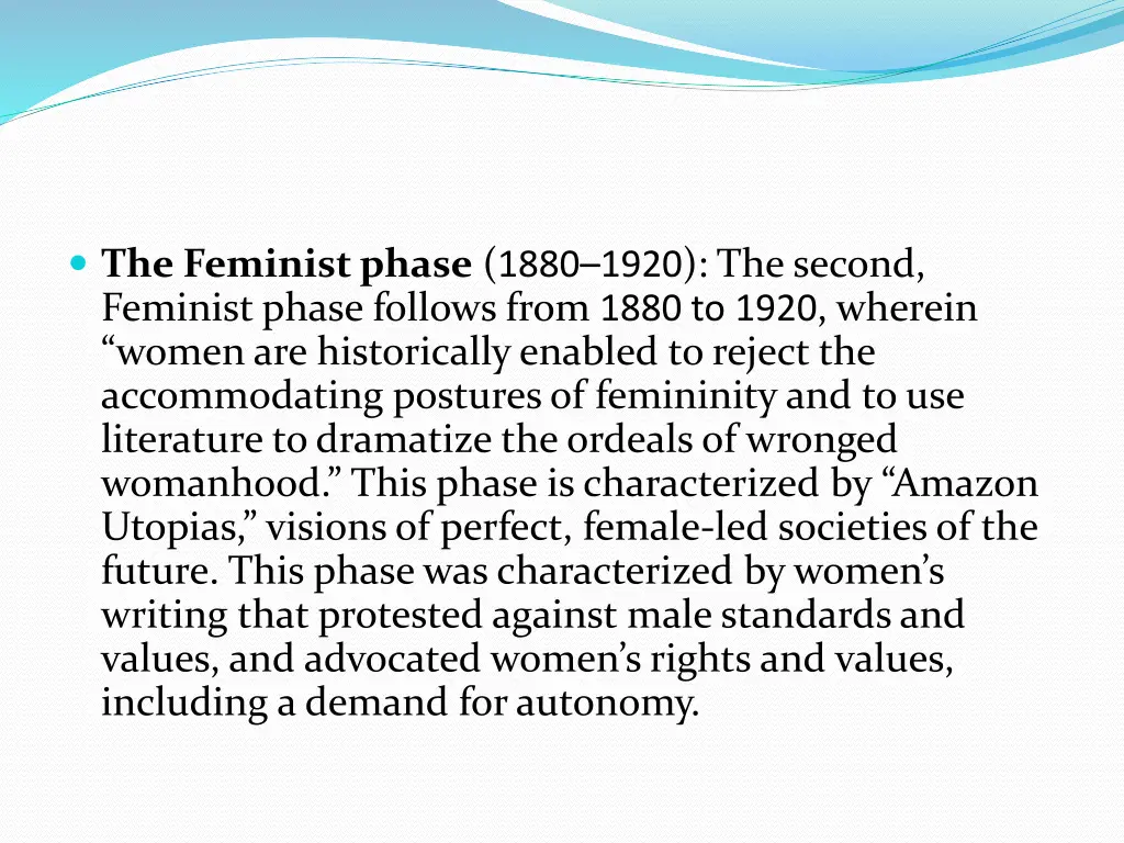 the feminist phase 1880 1920 the second feminist