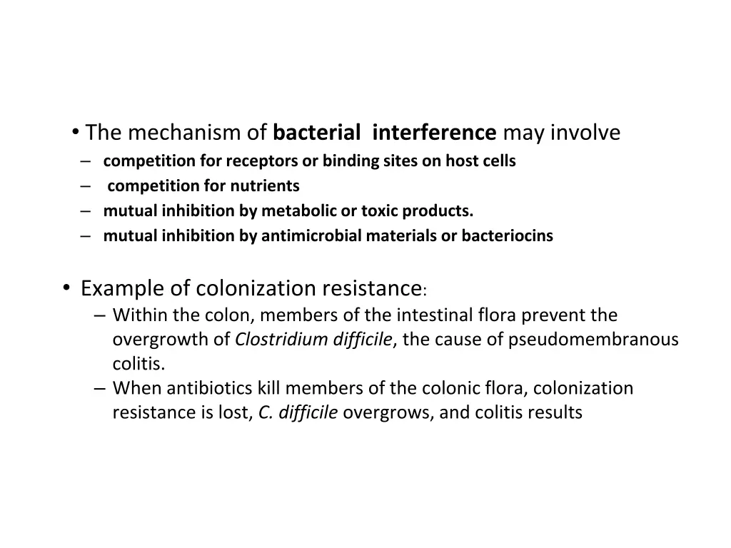 the mechanism of bacterial interference