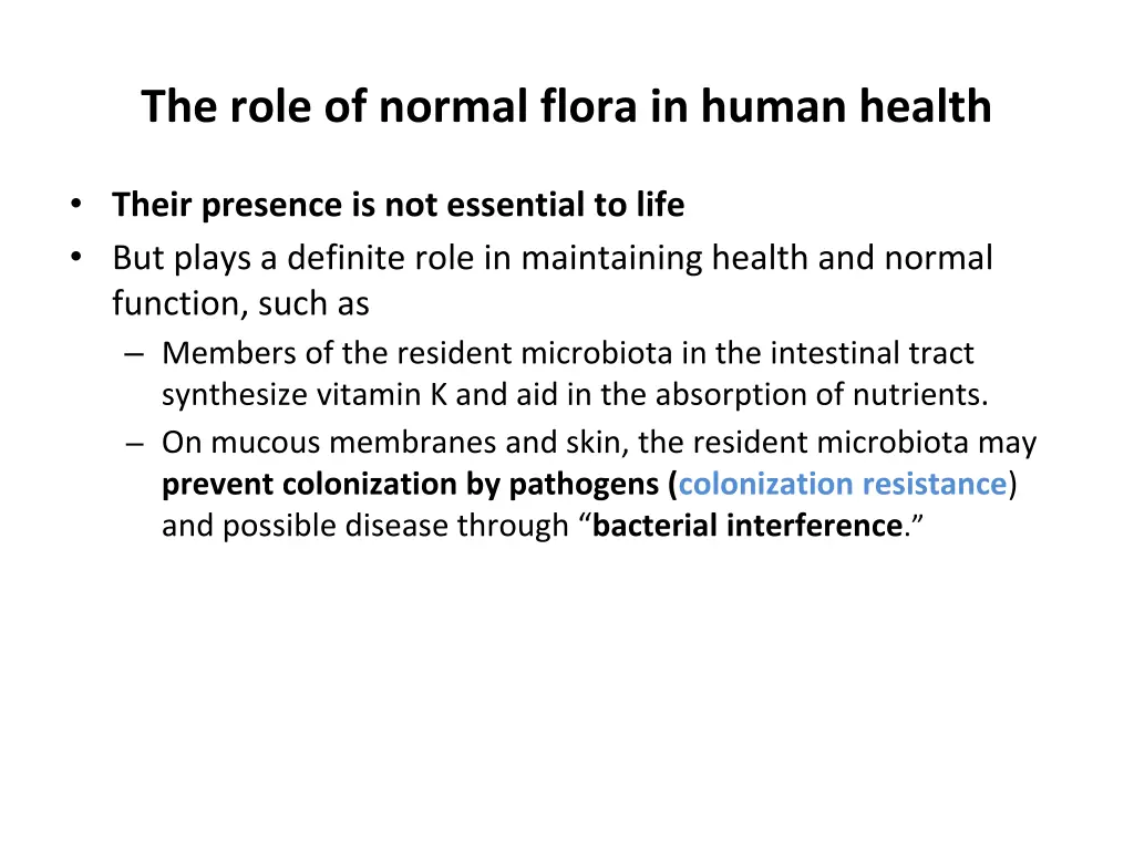 the role of normal flora in human health