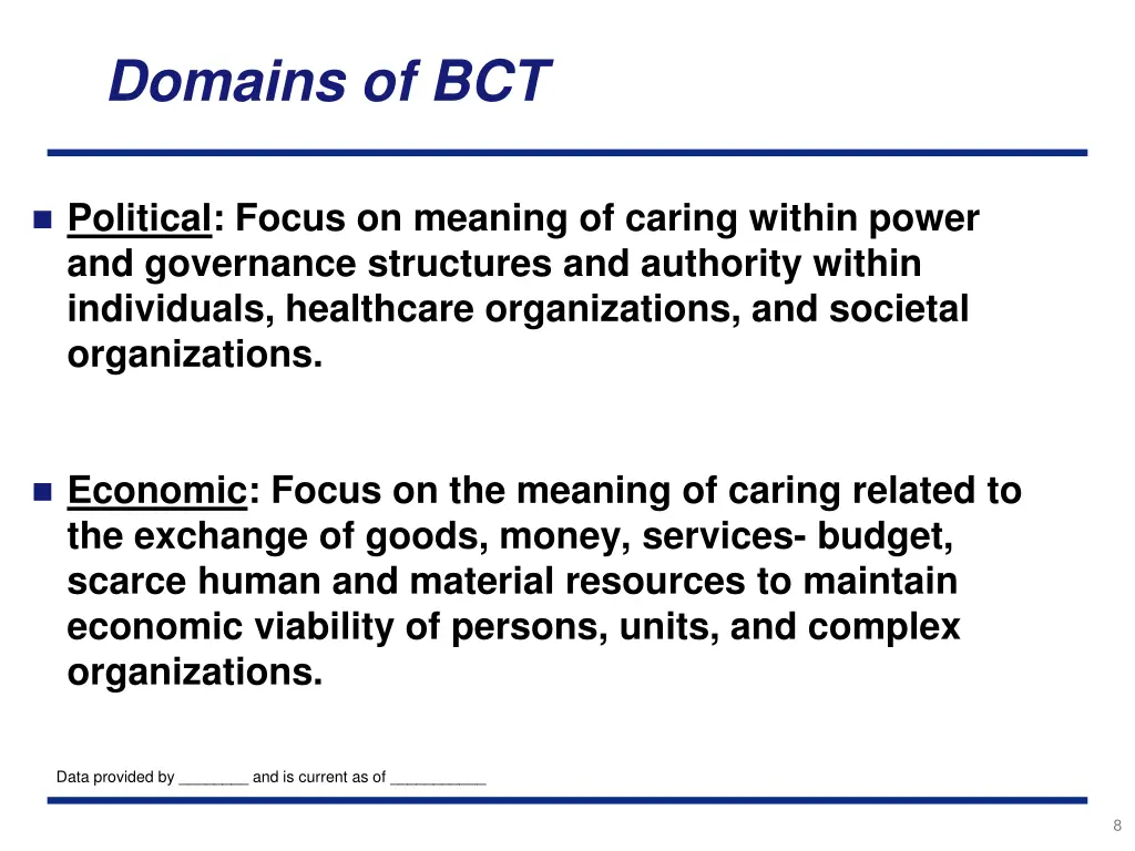 domains of bct 1