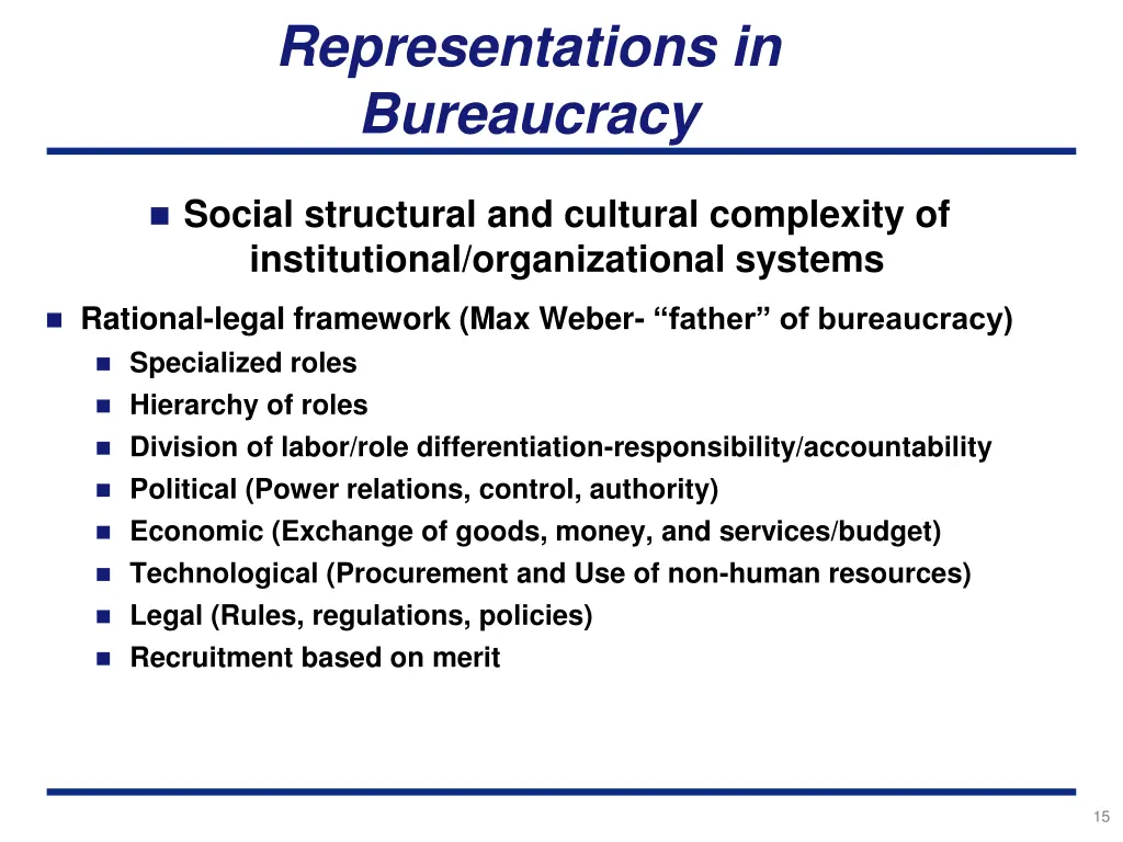 representations in bureaucracy