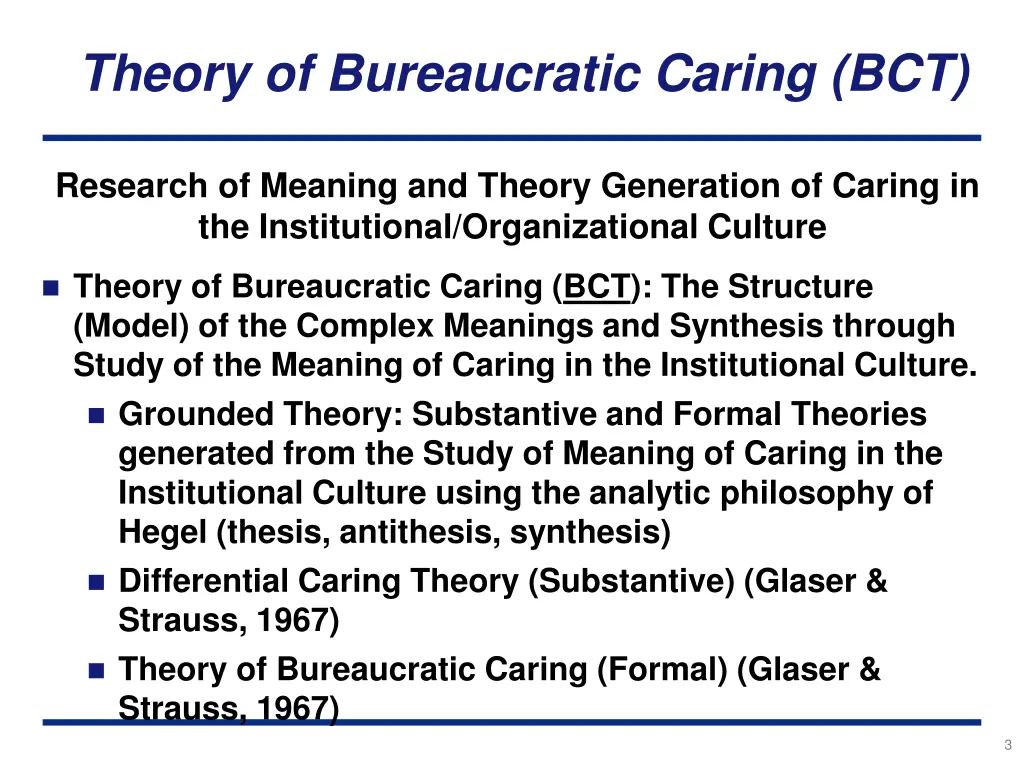 theory of bureaucratic caring bct