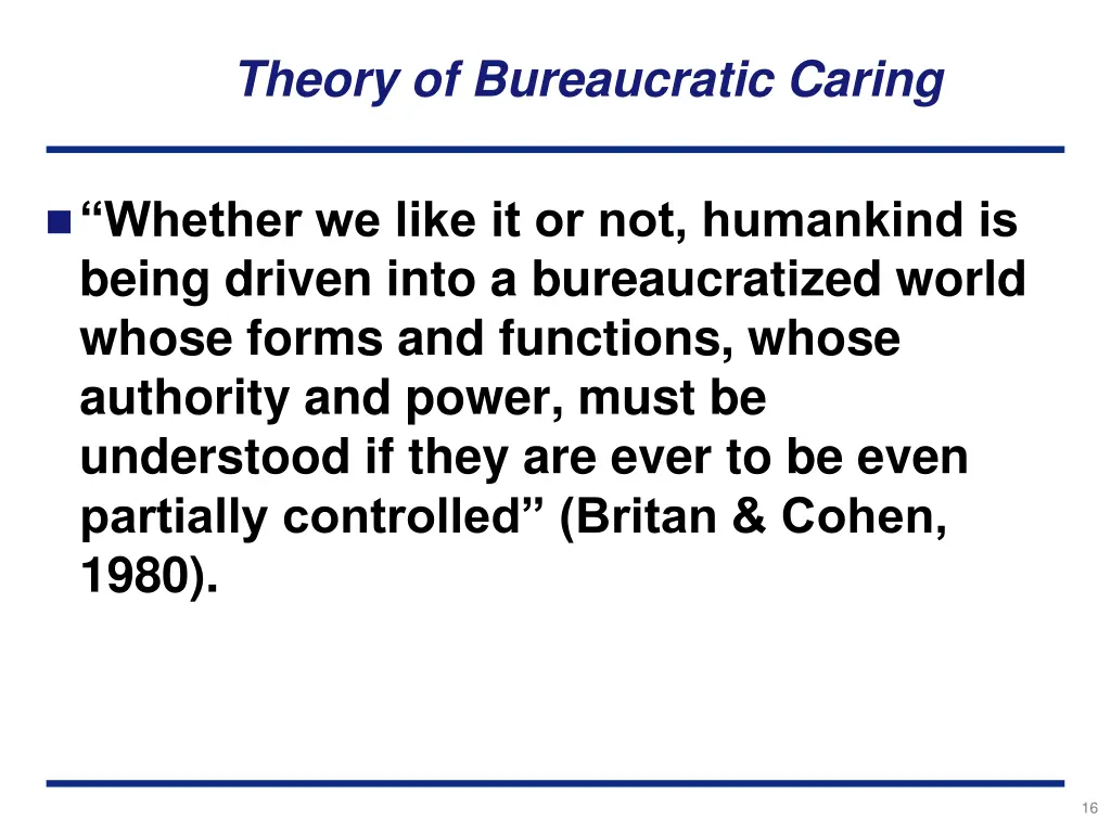 theory of bureaucratic caring