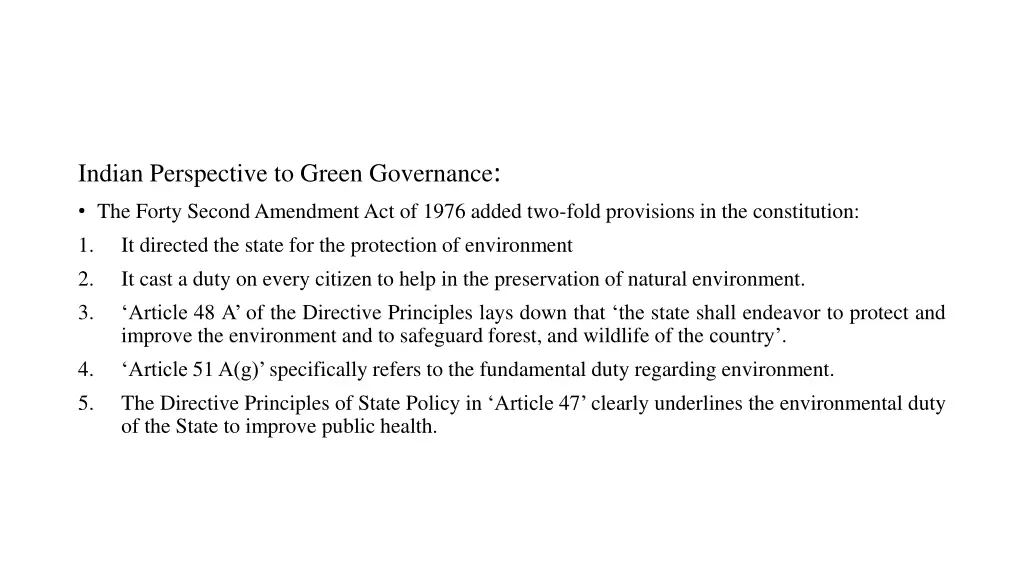 indian perspective to green governance the forty