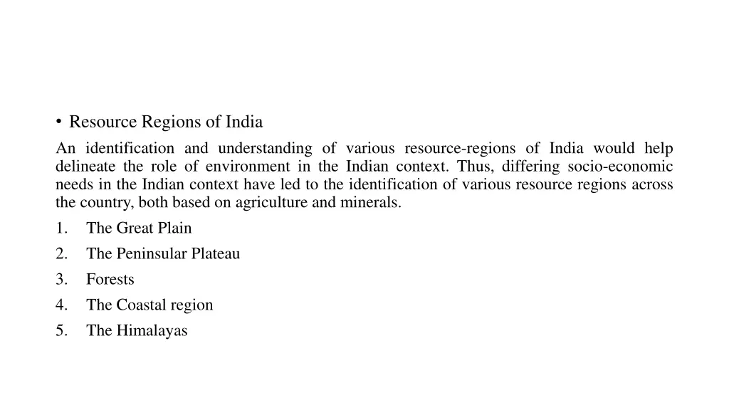 resource regions of india an identification