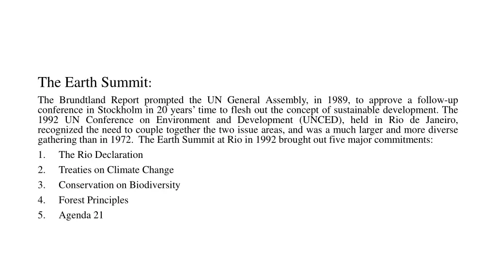 the earth summit the brundtland report prompted