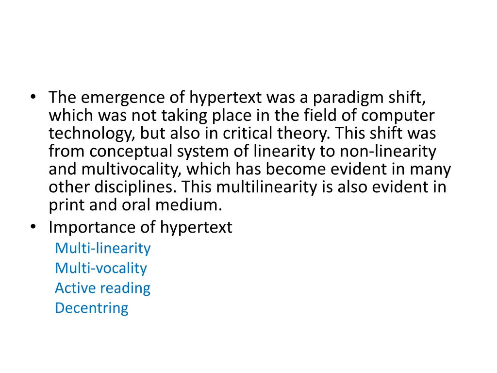 the emergence of hypertext was a paradigm shift