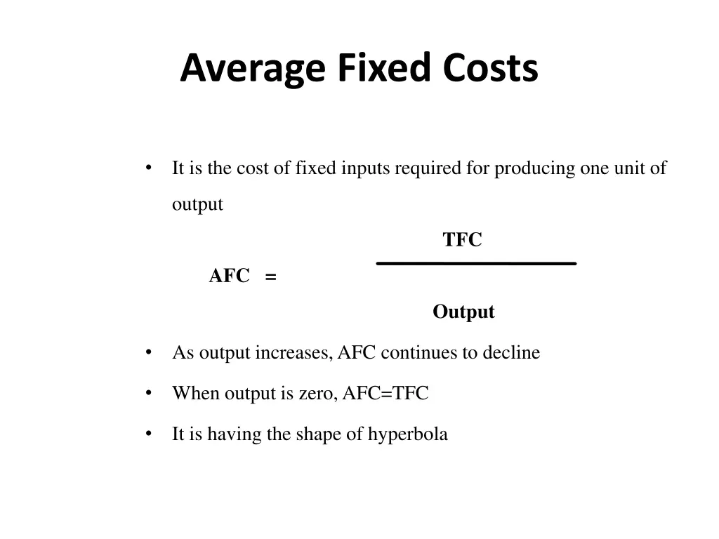 average fixed costs