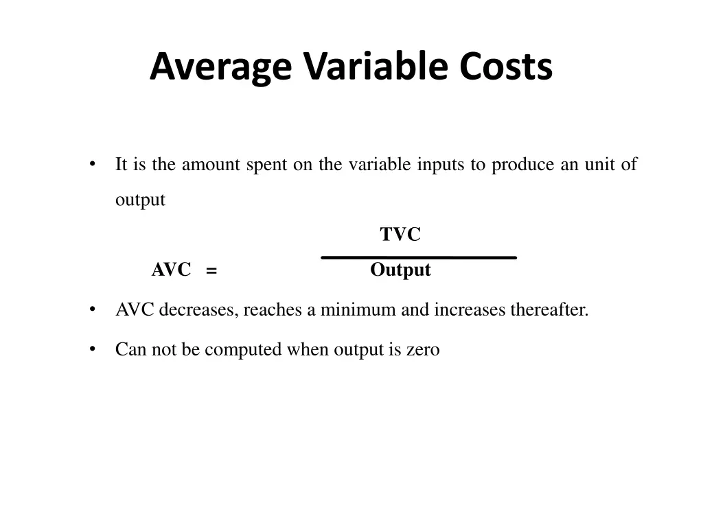 average variable costs