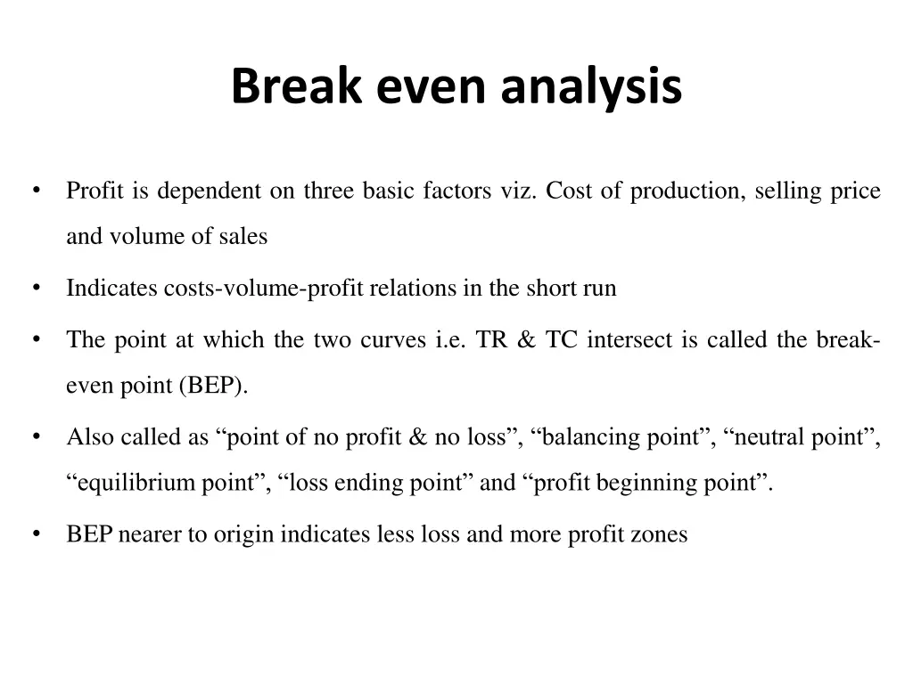 break even analysis