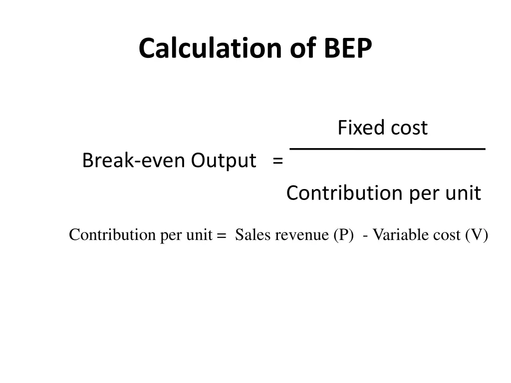 calculation of bep