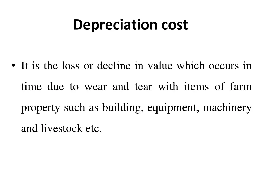 depreciation cost