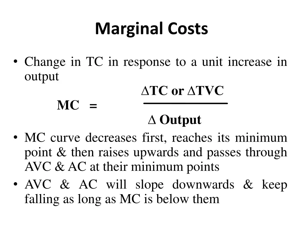 marginal costs