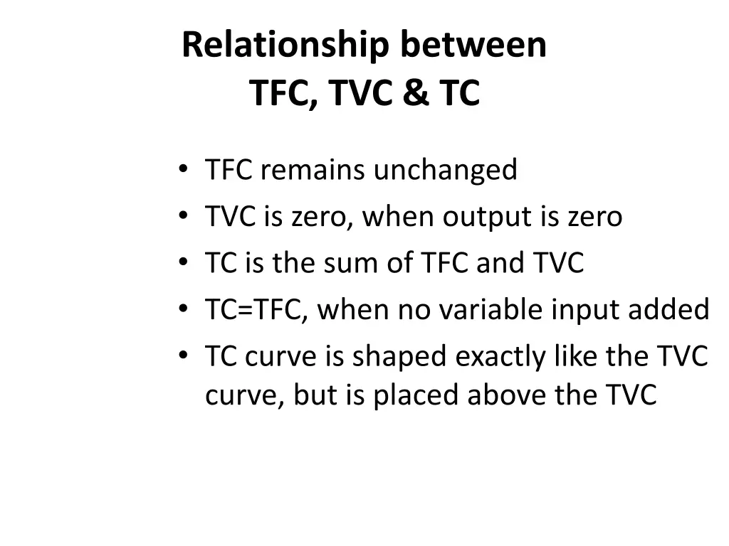 relationship between tfc tvc tc