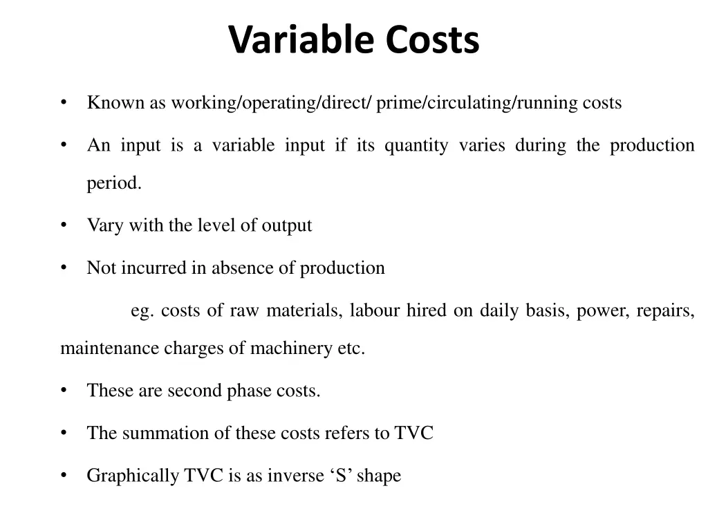 variable costs