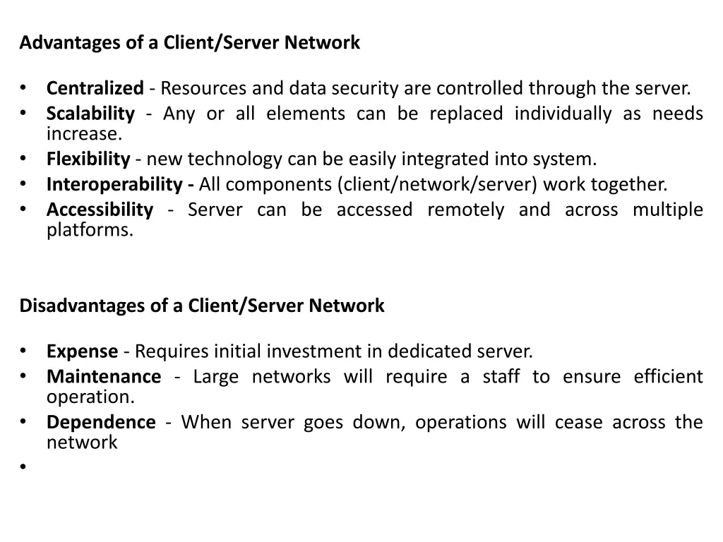 advantages of a client server network centralized